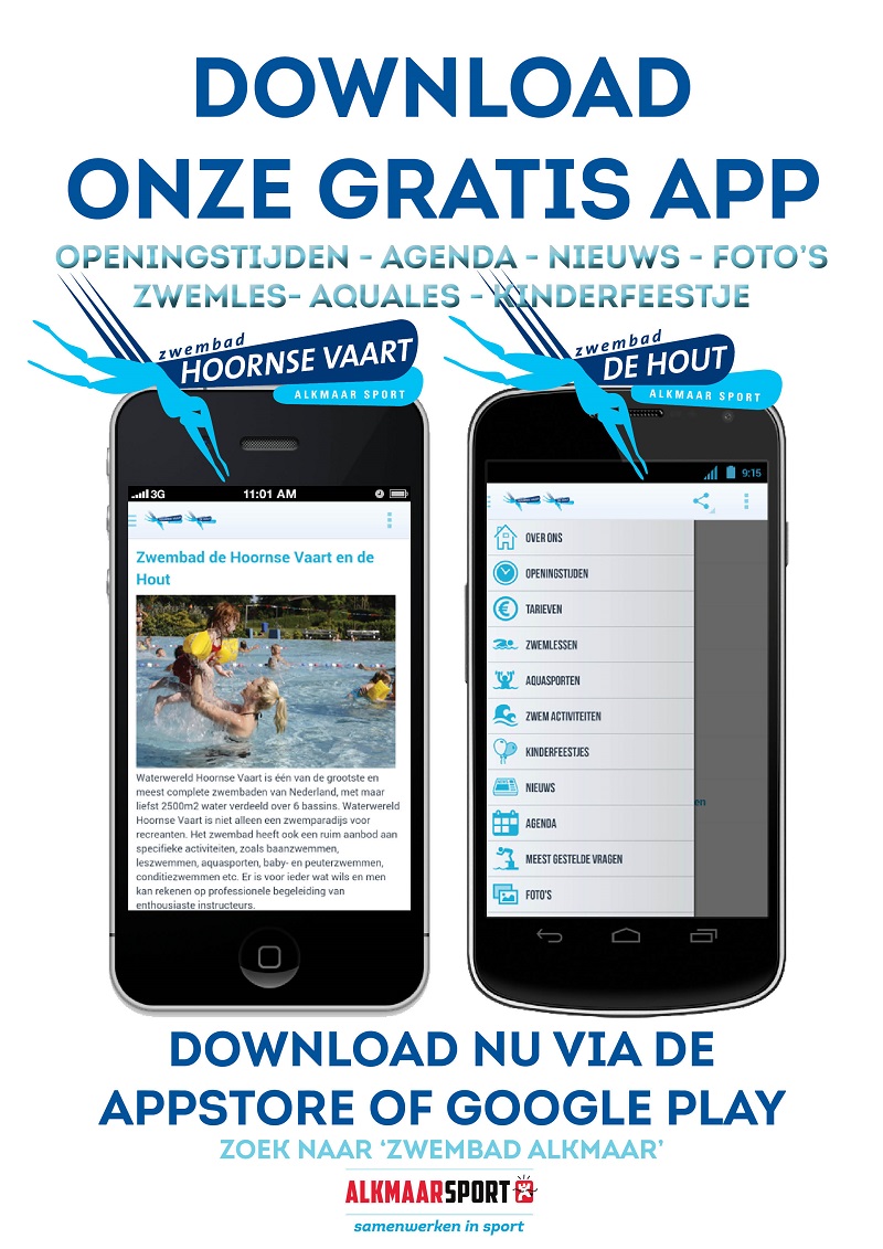 ZwemApp voor Hoornse Vaart en zwembad De Hout (FOTO)